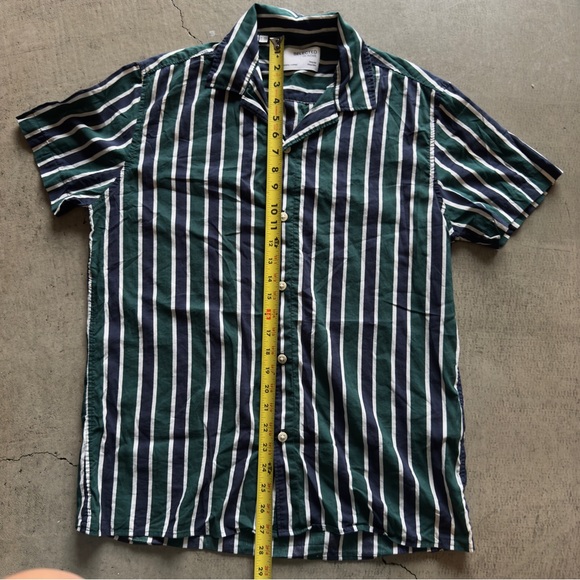 Selected Homme / shirt in vertical stripe / blue and green / medium - Picture 9 of 9